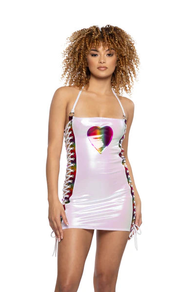 Unicorn and Rainbow Lace-Up Mini Dress - JR113 - Small